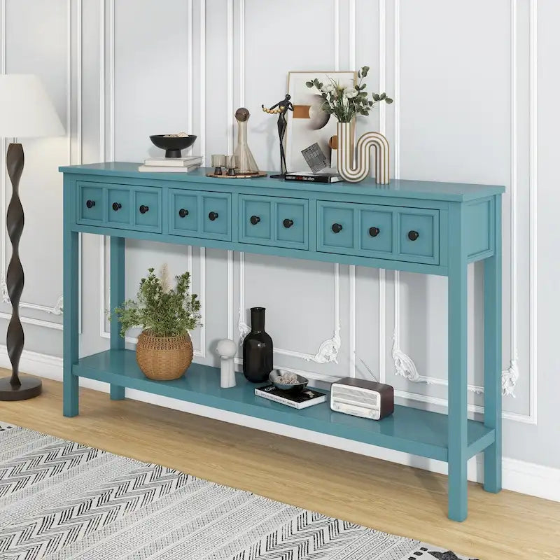 Table console de canapé de 60 pouces de long avec étagère ouverte pour entrée ou salon