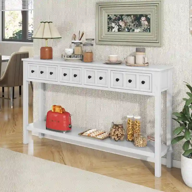 Table console de canapé de 60 pouces de long avec étagère ouverte pour entrée ou salon