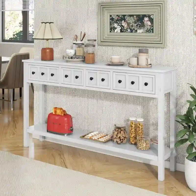 Table console de canapé de 60 pouces de long avec étagère ouverte pour entrée ou salon