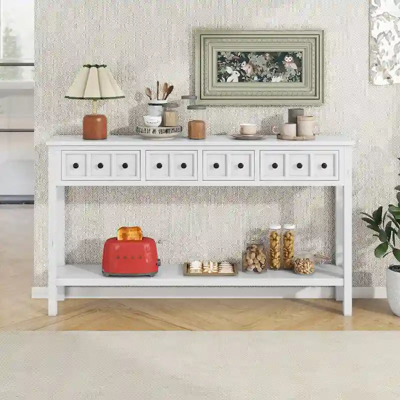 Table console de canapé de 60 pouces de long avec étagère ouverte pour entrée ou salon