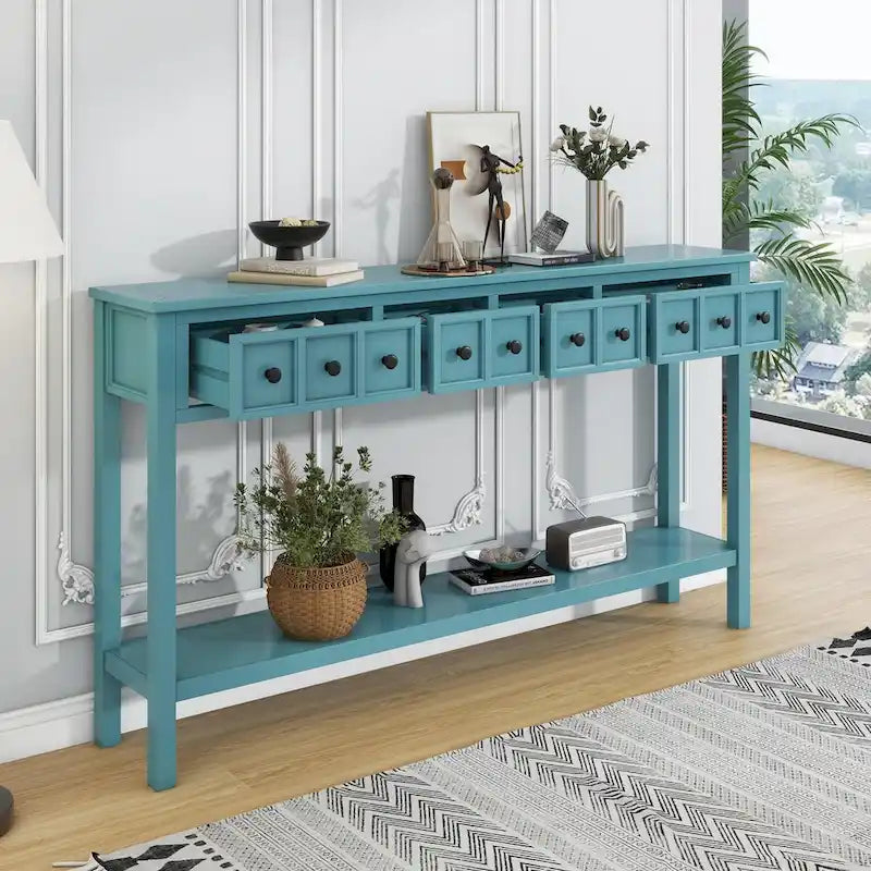 Table console de canapé de 60 pouces de long avec étagère ouverte pour entrée ou salon