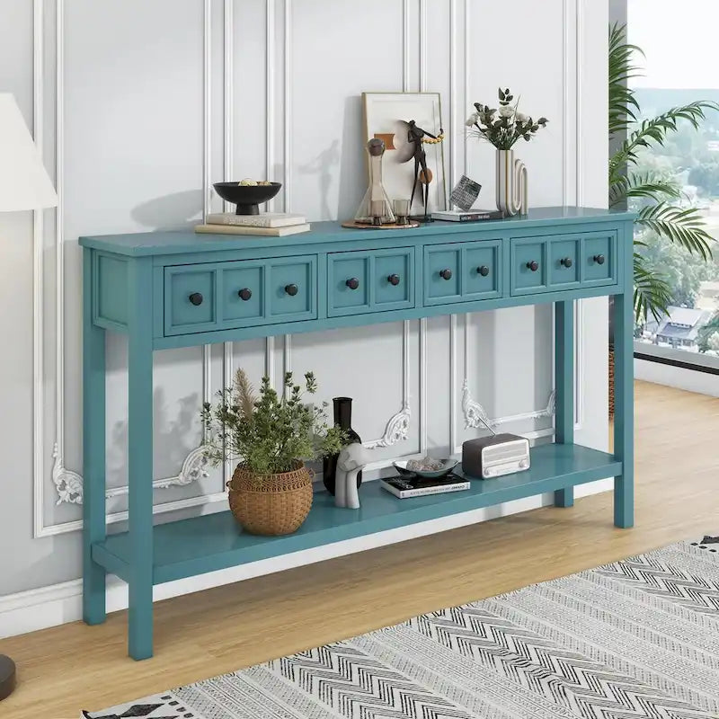 Table console de canapé de 60 pouces de long avec étagère ouverte pour entrée ou salon