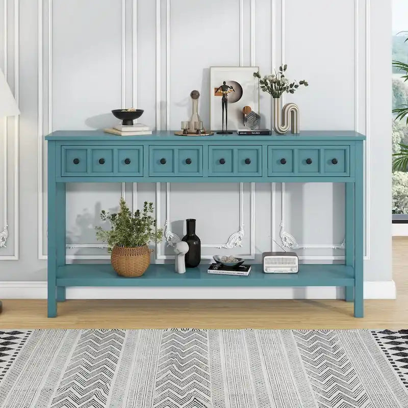 Table console de canapé de 60 pouces de long avec étagère ouverte pour entrée ou salon
