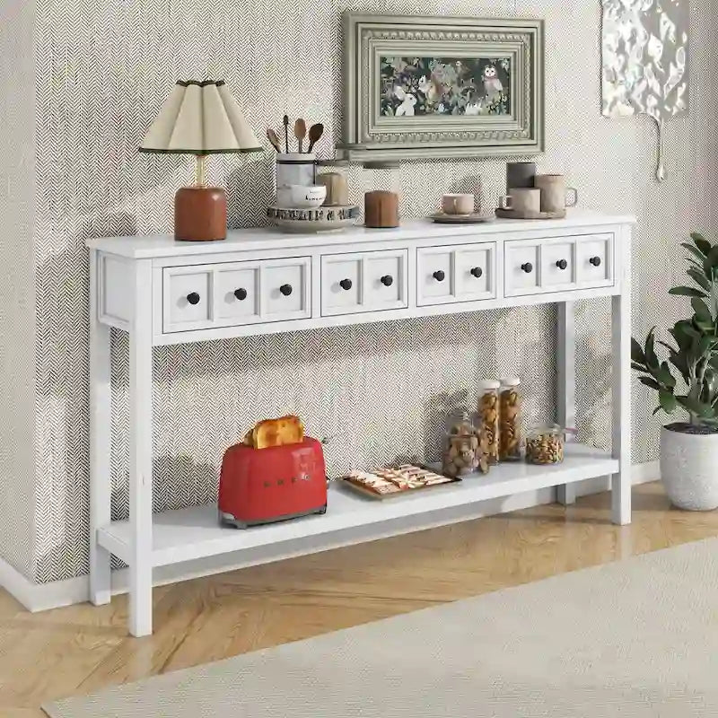 Table console de canapé de 60 pouces de long avec étagère ouverte pour entrée ou salon