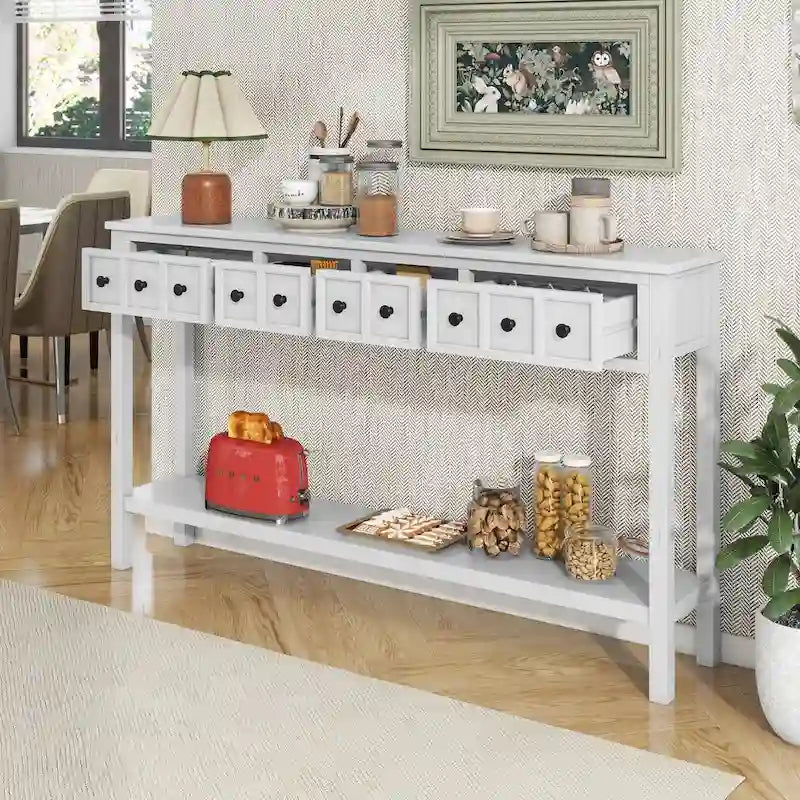 Table console de canapé de 60 pouces de long avec étagère ouverte pour entrée ou salon