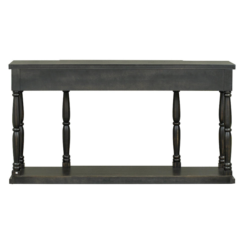 Console de style rétro pour entrée, salon ou chambre à coucher, avec 4 tiroirs de rangement frontaux et 1 étagère.
