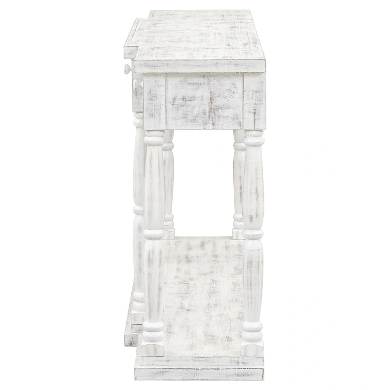 Console de style rétro pour entrée, salon ou chambre à coucher, avec 4 tiroirs de rangement frontaux et 1 étagère.