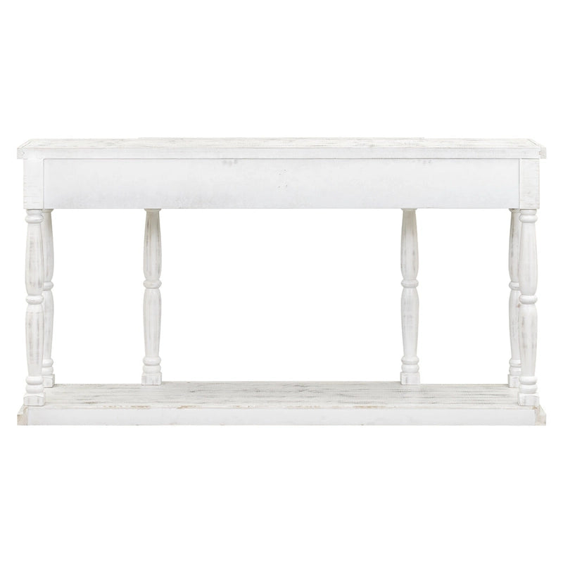 Console de style rétro pour entrée, salon ou chambre à coucher, avec 4 tiroirs de rangement frontaux et 1 étagère.