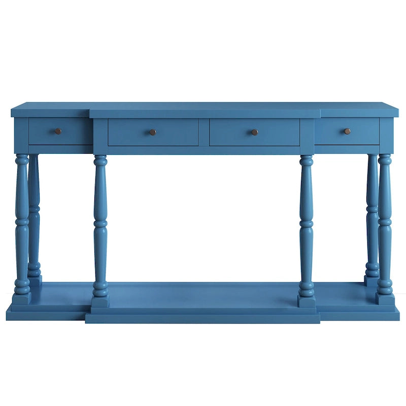 Console de style rétro pour entrée, salon ou chambre à coucher, avec 4 tiroirs de rangement frontaux et 1 étagère.