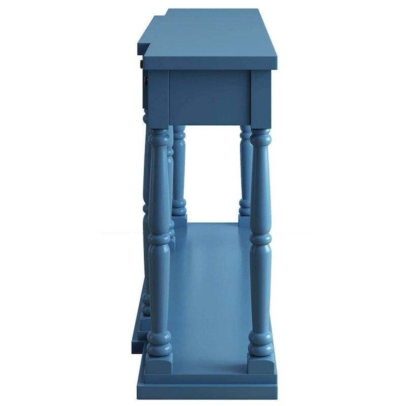 Console de style rétro pour entrée, salon ou chambre à coucher, avec 4 tiroirs de rangement frontaux et 1 étagère.