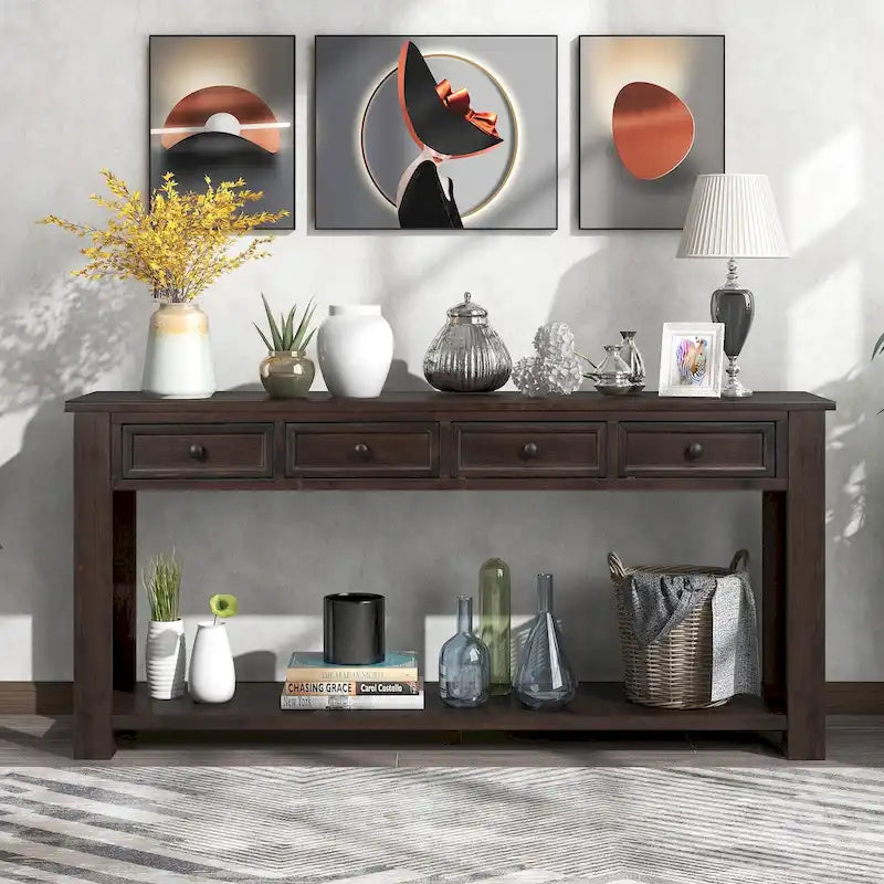 Console / Table d'appoint avec tiroirs de rangement et étagère inférieure pour entrée/couloir