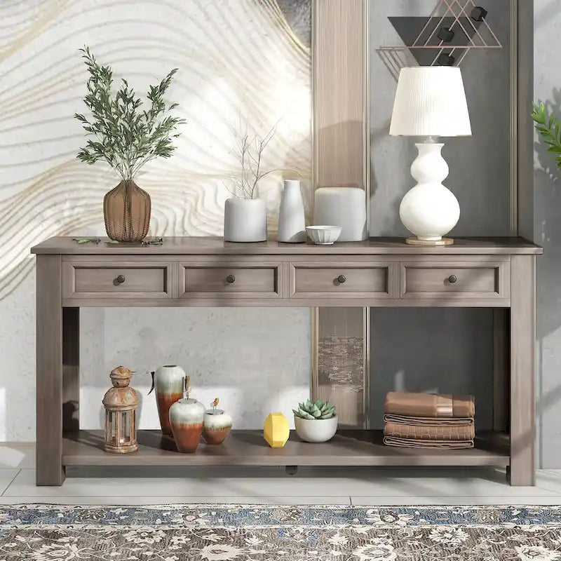 Console / Table d'appoint avec tiroirs de rangement et étagère inférieure pour entrée/couloir