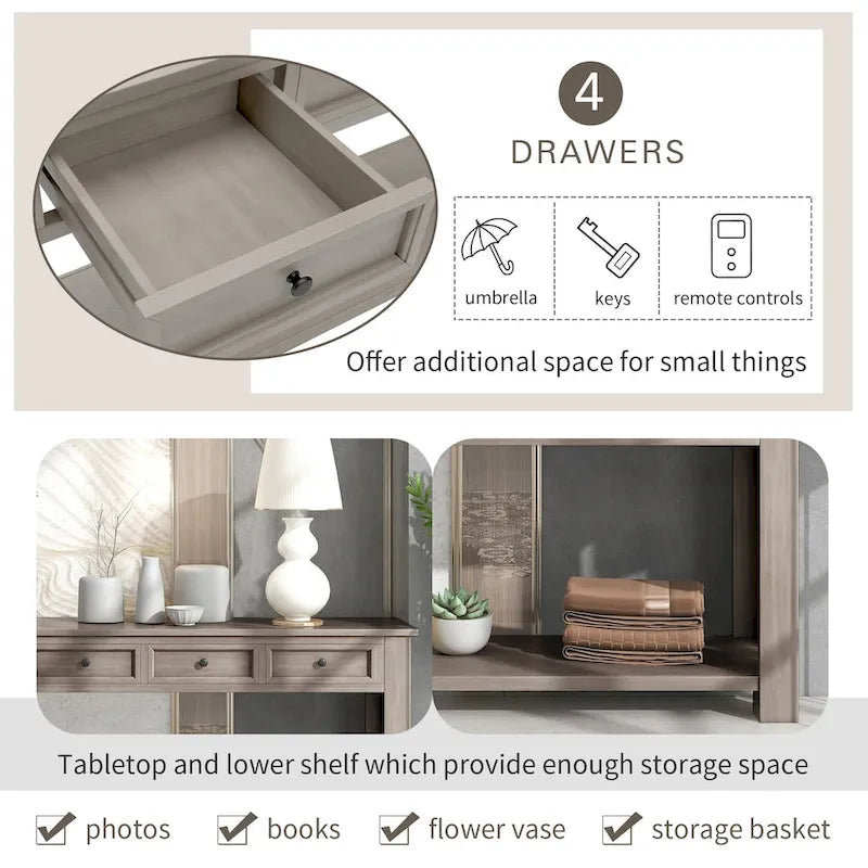 Console / Table d'appoint avec tiroirs de rangement et étagère inférieure pour entrée/couloir