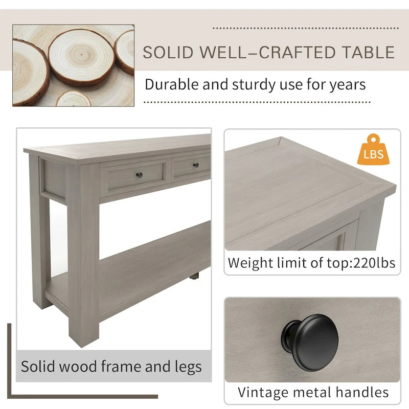 Console / Table d'appoint avec tiroirs de rangement et étagère inférieure pour entrée/couloir