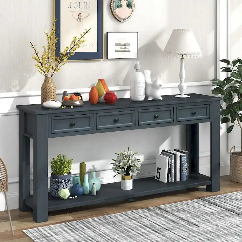 Console / Table d'appoint avec tiroirs de rangement et étagère inférieure pour entrée/couloir