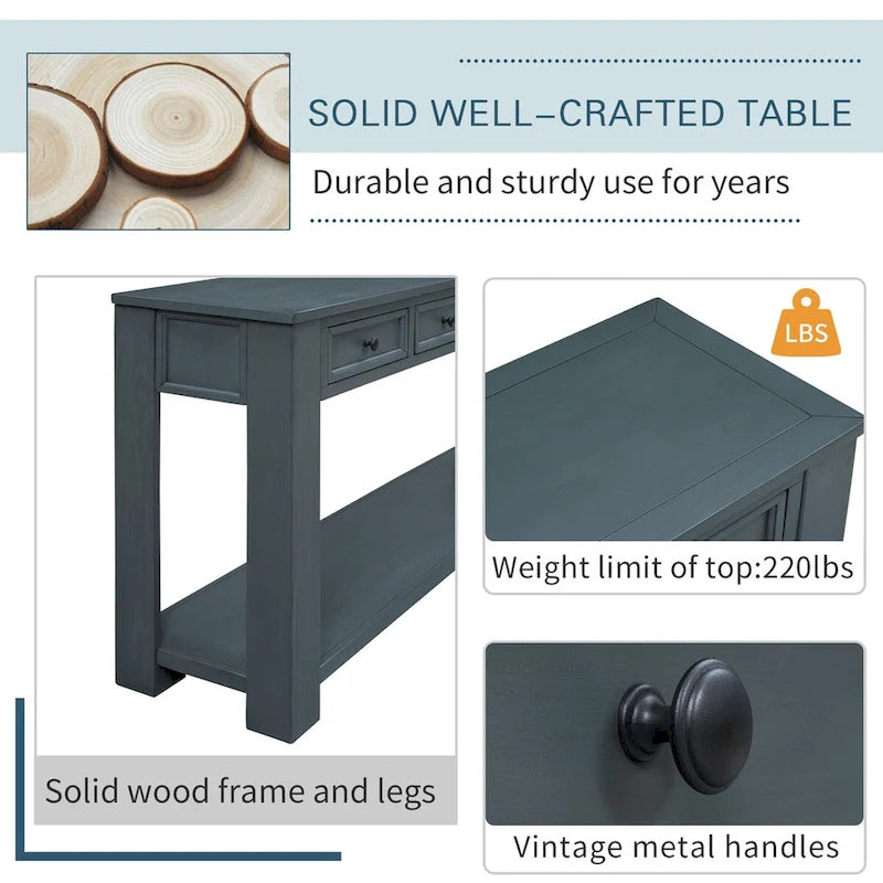 Console / Table d'appoint avec tiroirs de rangement et étagère inférieure pour entrée/couloir