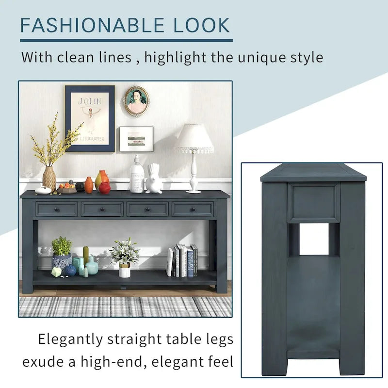 Console / Table d'appoint avec tiroirs de rangement et étagère inférieure pour entrée/couloir