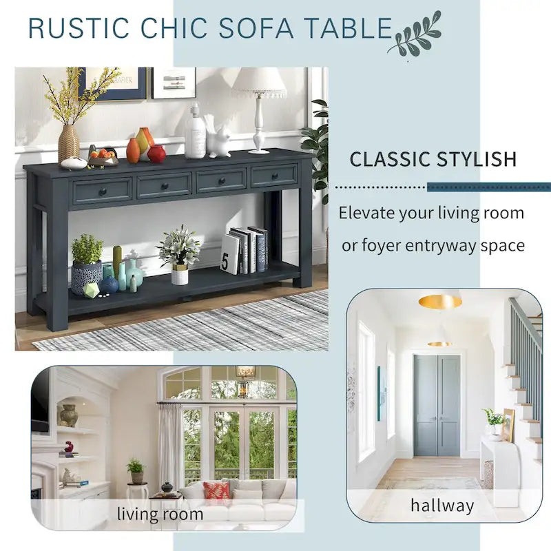 Console / Table d'appoint avec tiroirs de rangement et étagère inférieure pour entrée/couloir