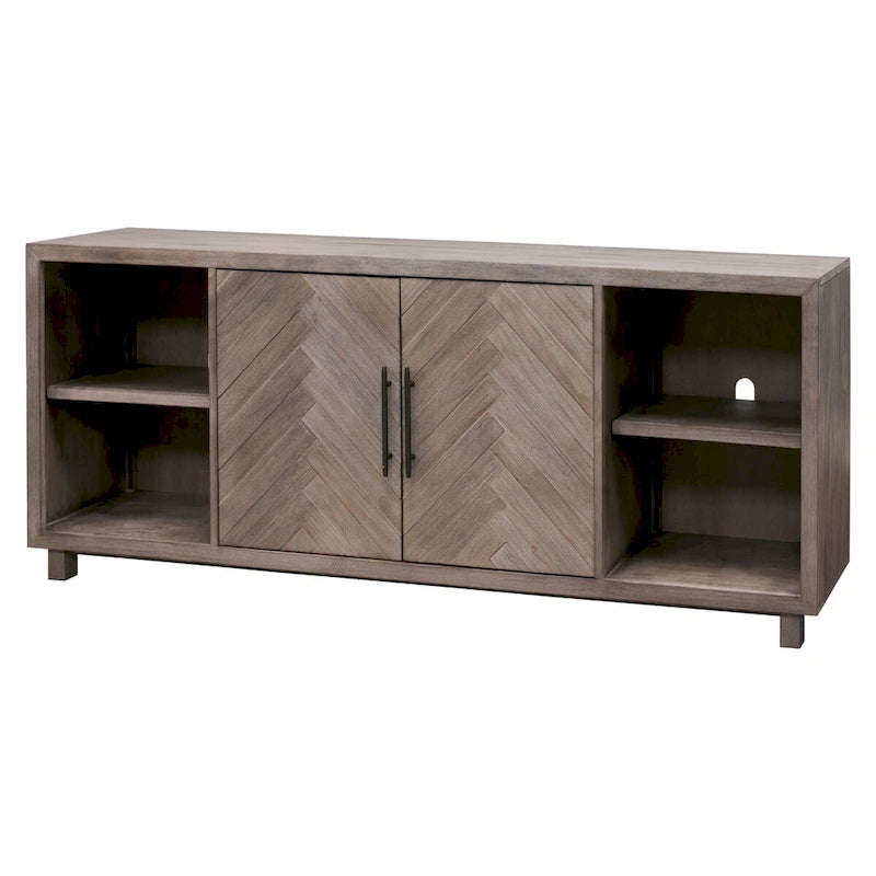 Meuble TV deux portes de 80 po, meuble de divertissement, meuble d'appoint en bois, entièrement assemblé, gris - 80 larg. x 32 haut. x 16 prof.
