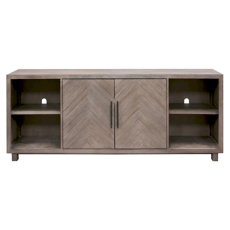 Meuble TV deux portes de 80 po, meuble de divertissement, meuble d'appoint en bois, entièrement assemblé, gris - 80 larg. x 32 haut. x 16 prof.