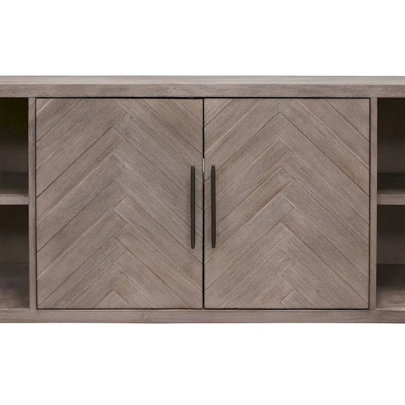 Meuble TV deux portes de 80 po, meuble de divertissement, meuble d'appoint en bois, entièrement assemblé, gris - 80 larg. x 32 haut. x 16 prof.