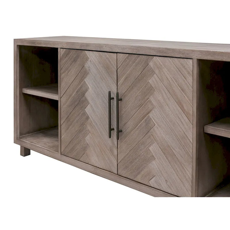Meuble TV deux portes de 80 po, meuble de divertissement, meuble d'appoint en bois, entièrement assemblé, gris - 80 larg. x 32 haut. x 16 prof.
