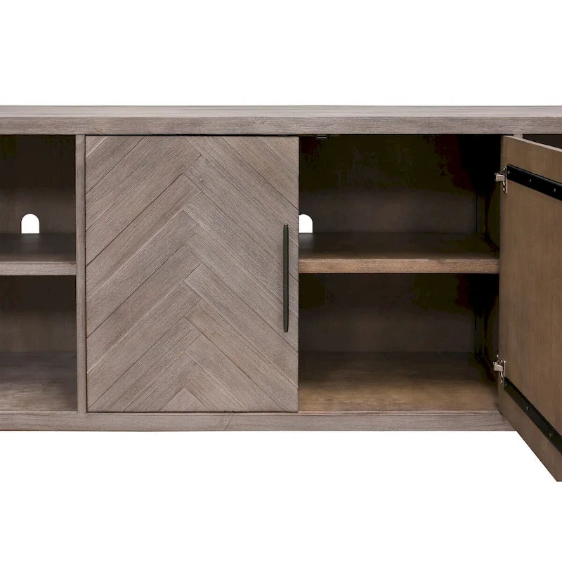 Meuble TV deux portes de 80 po, meuble de divertissement, meuble d'appoint en bois, entièrement assemblé, gris - 80 larg. x 32 haut. x 16 prof.