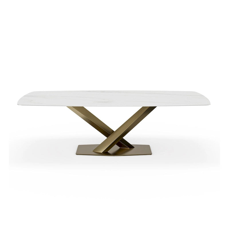 Table à manger moderne rectangulaire en pierre frittée grande