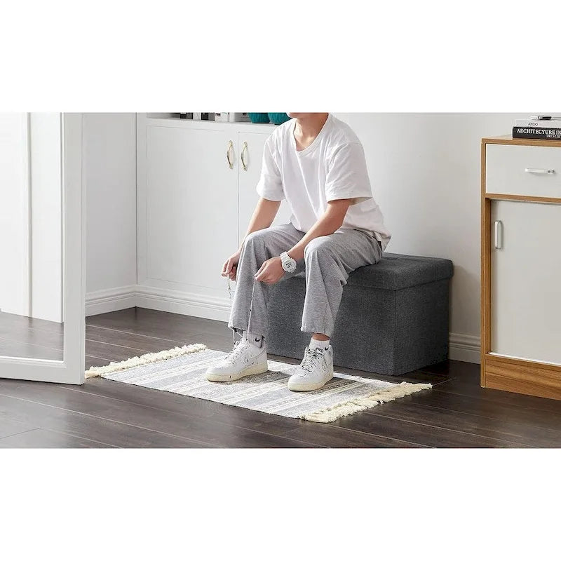 Pouf de rangement pliable de 109 cm, coffre de rangement pour bout de lit de chambre, grand banc ottoman repose-pieds pour salon