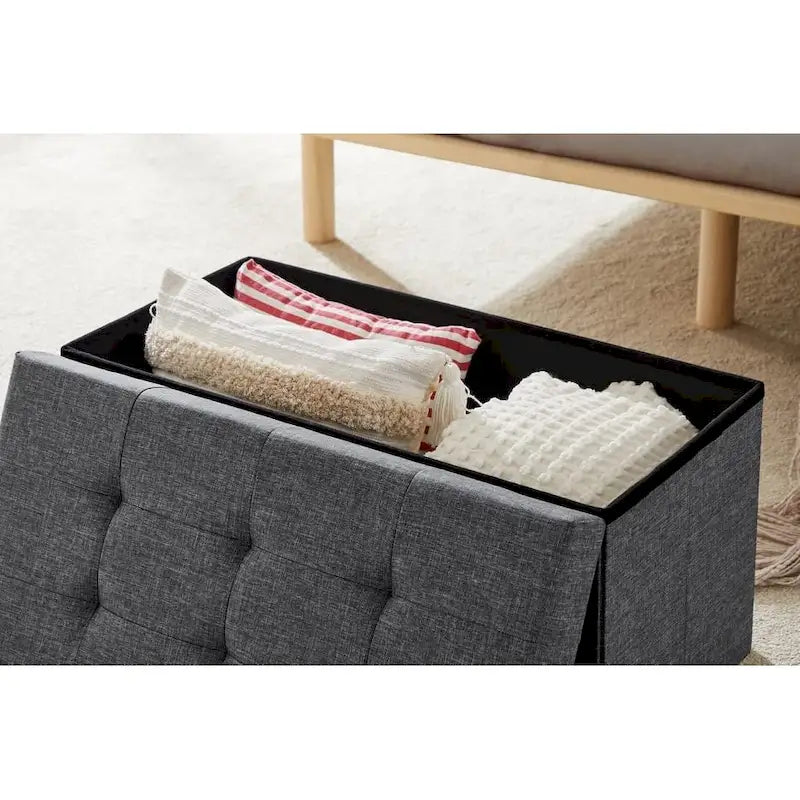 Pouf de rangement pliable de 109 cm, coffre de rangement pour bout de lit de chambre, grand banc ottoman repose-pieds pour salon
