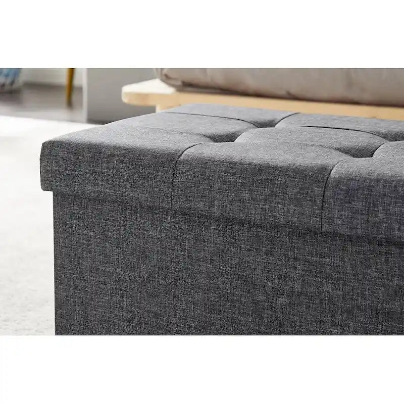 Pouf de rangement pliable de 109 cm, coffre de rangement pour bout de lit de chambre, grand banc ottoman repose-pieds pour salon