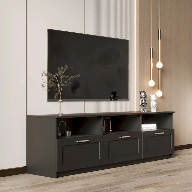 Meuble TV blanc moderne minimaliste de 203 cm