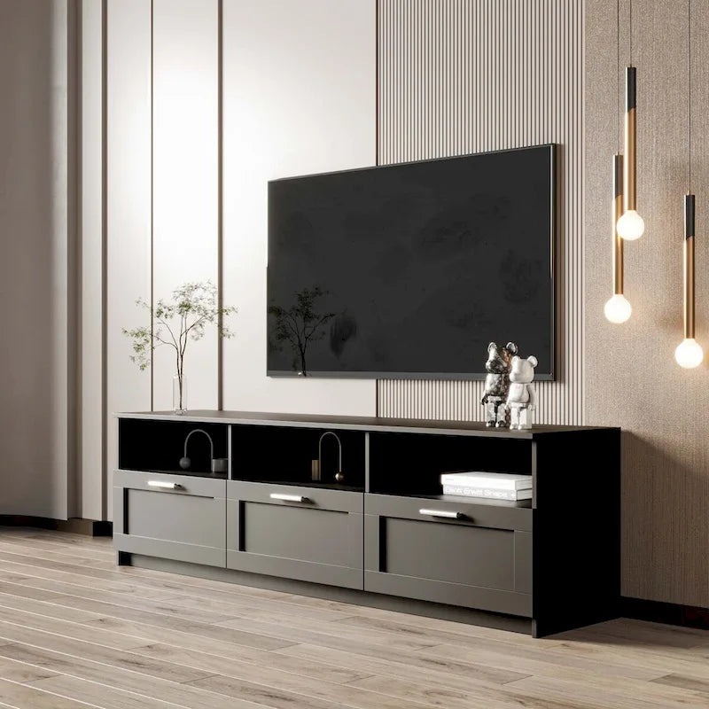 Meuble TV blanc moderne minimaliste de 203 cm