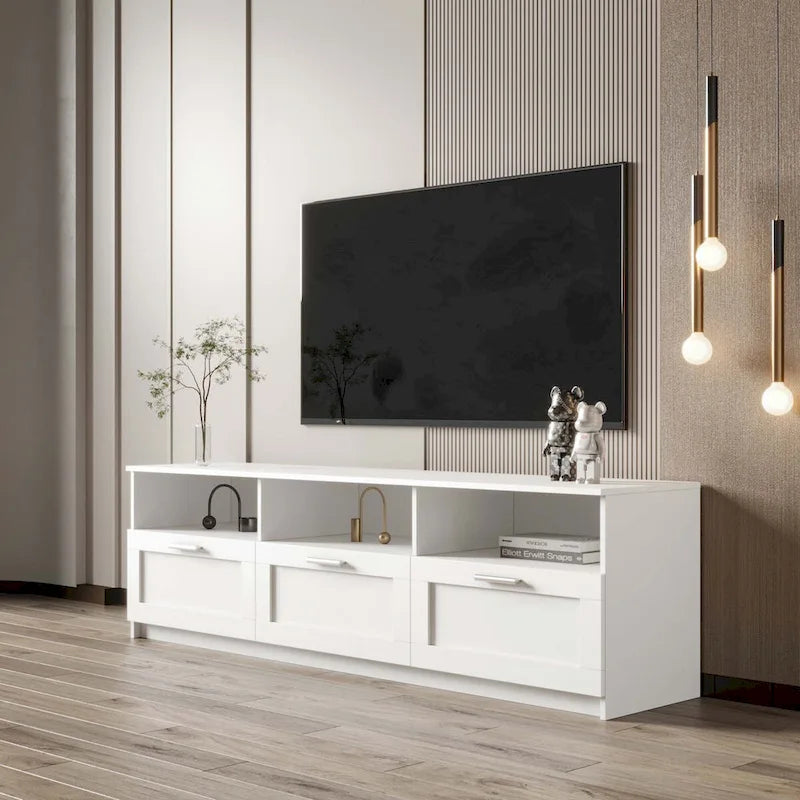Meuble TV blanc moderne minimaliste de 203 cm