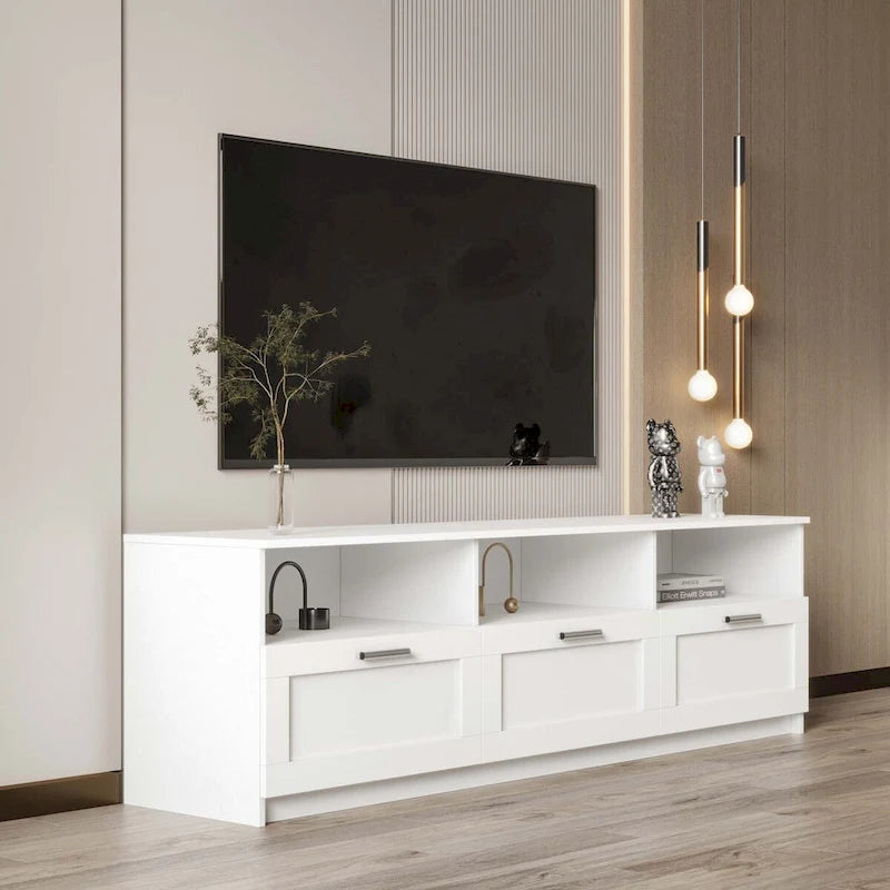 Meuble TV blanc moderne minimaliste de 203 cm