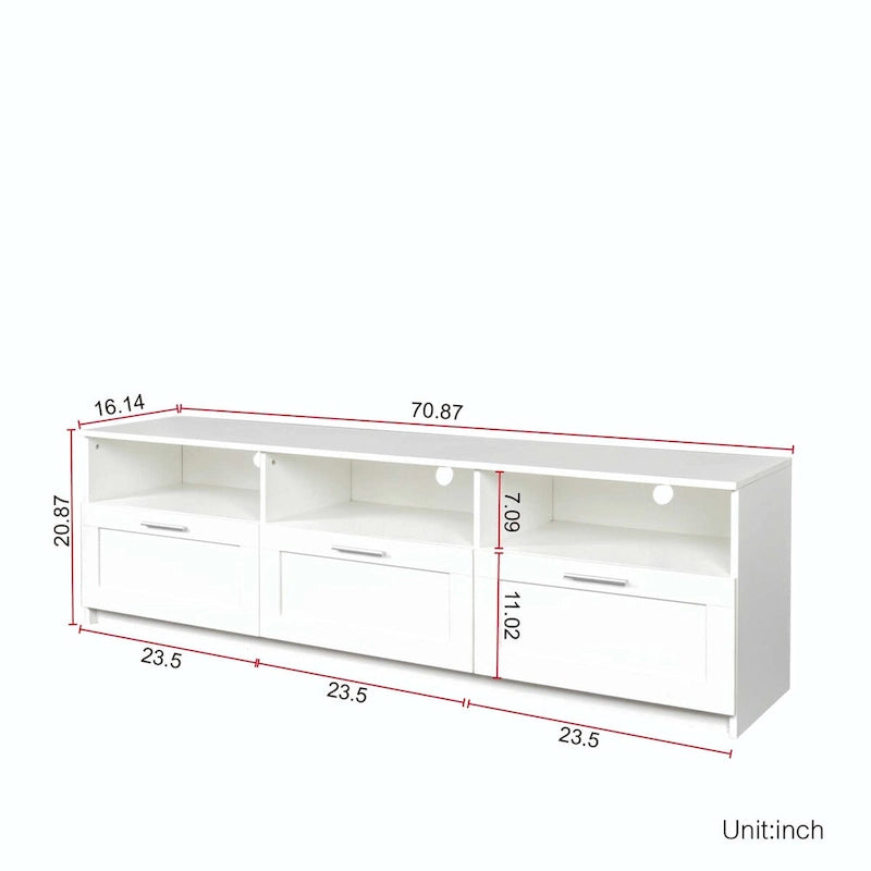 Meuble TV blanc moderne minimaliste de 203 cm