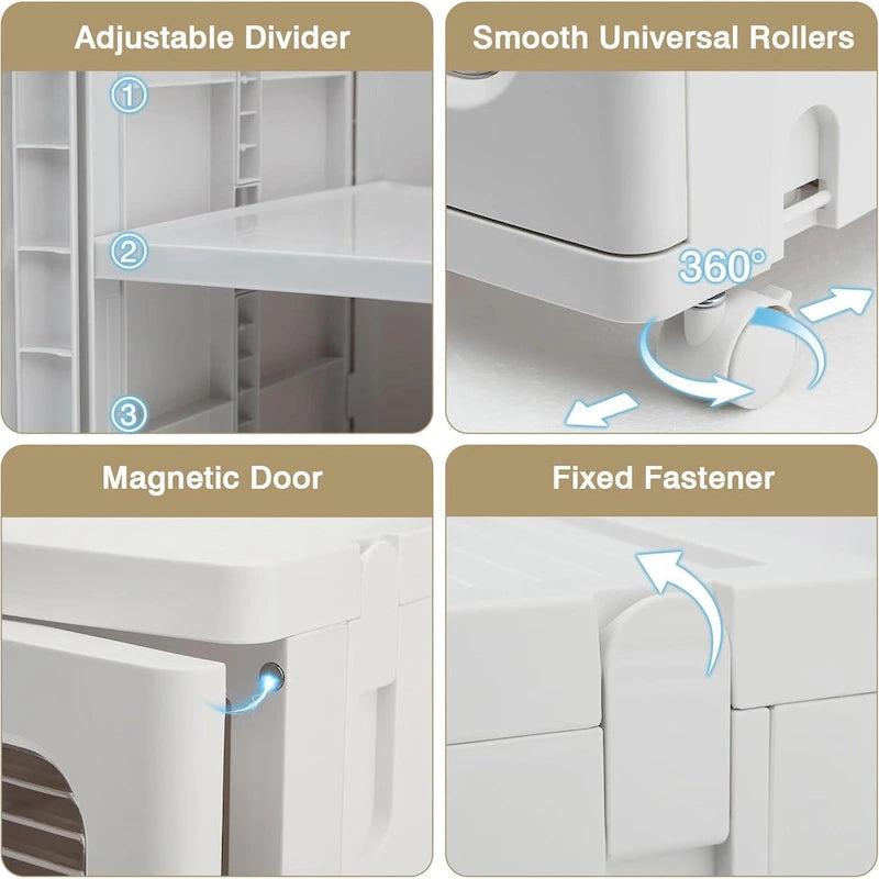 Meuble de rangement haut et étroit de 65 cm, Organisateur de cuisine pliable à 4 niveaux, Armoire de rangement de cuisine autoportante