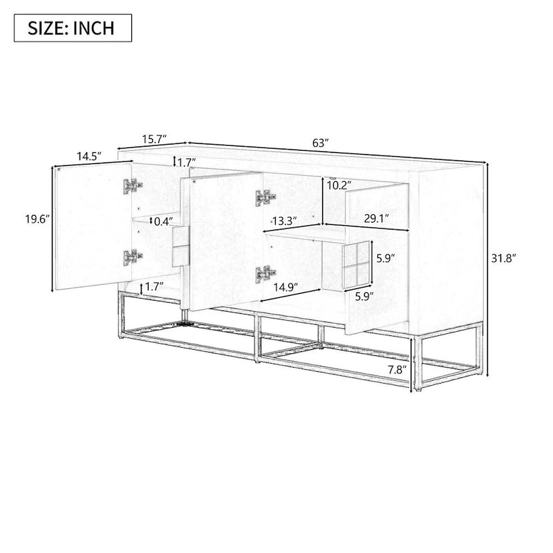 Buffet moderne avec étagères réglables – Rangement polyvalent pour salle à manger, salon et couloir