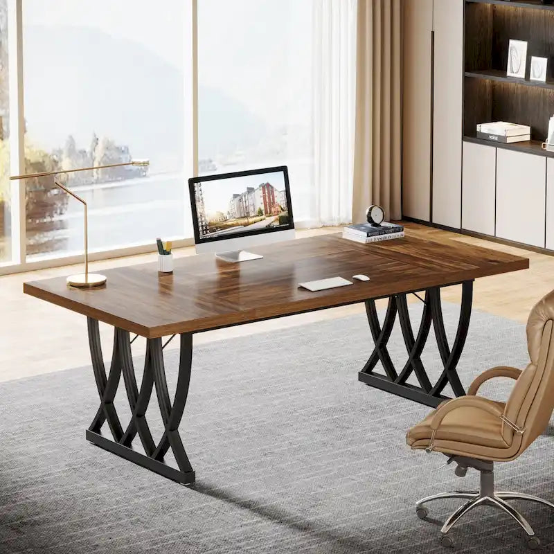 71 Bureau d'ordinateur exécutif à domicile en bois et métal