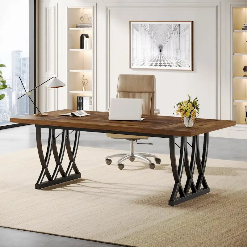 71 Bureau d'ordinateur exécutif à domicile en bois et métal