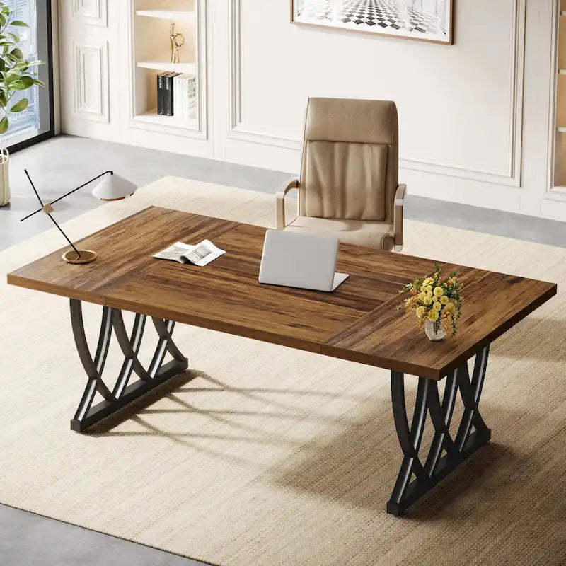 71 Bureau d'ordinateur exécutif à domicile en bois et métal