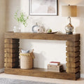 Console longue vintage, Table d'entrée en bois avec rangement pour salon