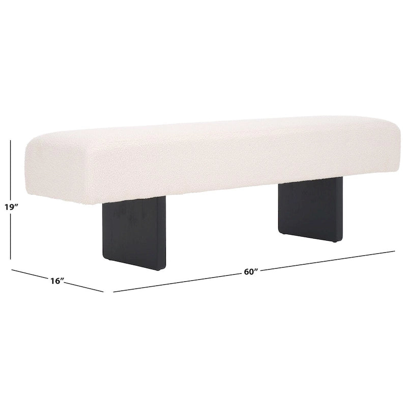 Banc d'appoint capitonné en tissu bouclé – Siège moderne en tissu pour chambre, entrée et salon