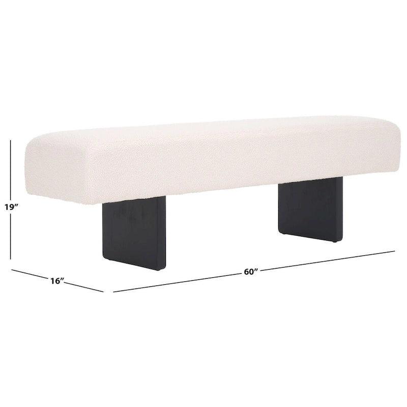 Banc d'appoint capitonné en tissu bouclé – Siège moderne en tissu pour chambre, entrée et salon