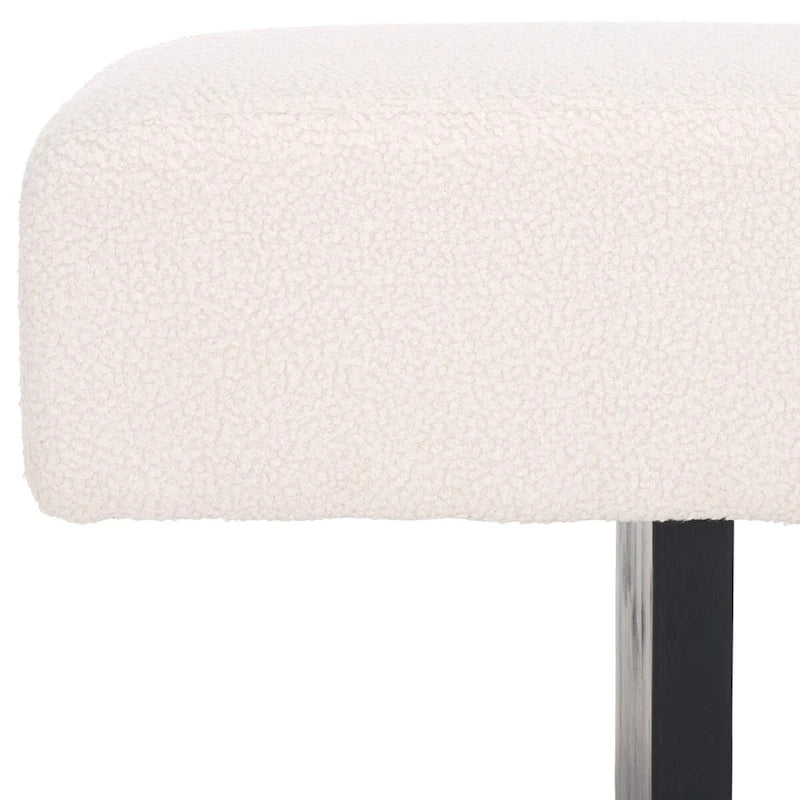 Banc d'appoint capitonné en tissu bouclé – Siège moderne en tissu pour chambre, entrée et salon