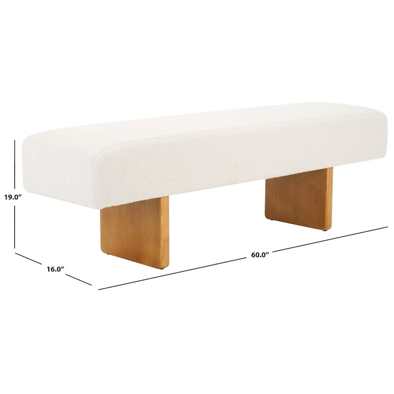Banc d'appoint capitonné en tissu bouclé – Siège moderne en tissu pour chambre, entrée et salon