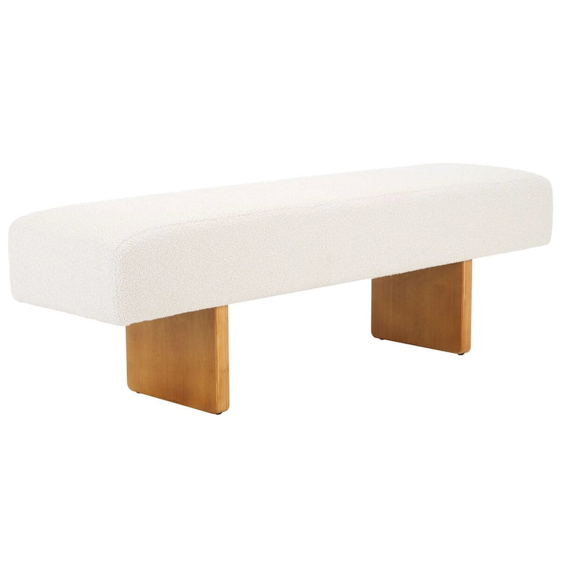 Banc d'appoint capitonné en tissu bouclé – Siège moderne en tissu pour chambre, entrée et salon